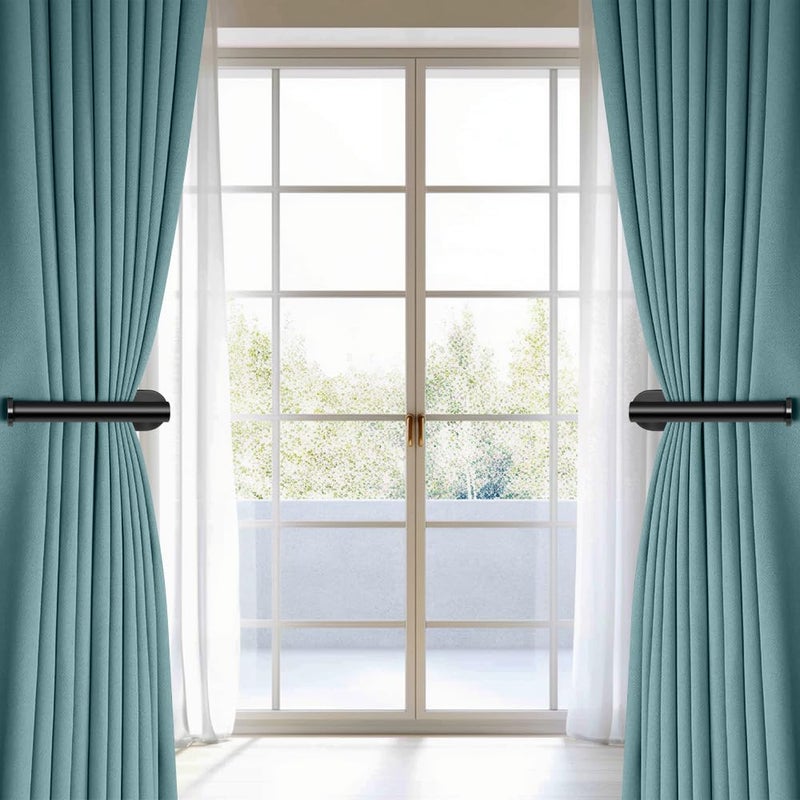 MGahyi Curtain Tiebacks  2pcs Adhesive and Screw-in Curtain Holdbacks Curtain Holders for Wall Mounted Curtain Pull Backs  Black Adhesive Curtain Hooks for Drapes - Image 3